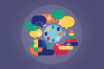 A calm, modern illustration of a classroom discussion circle with diverse students and a teacher, no text, warm lighting