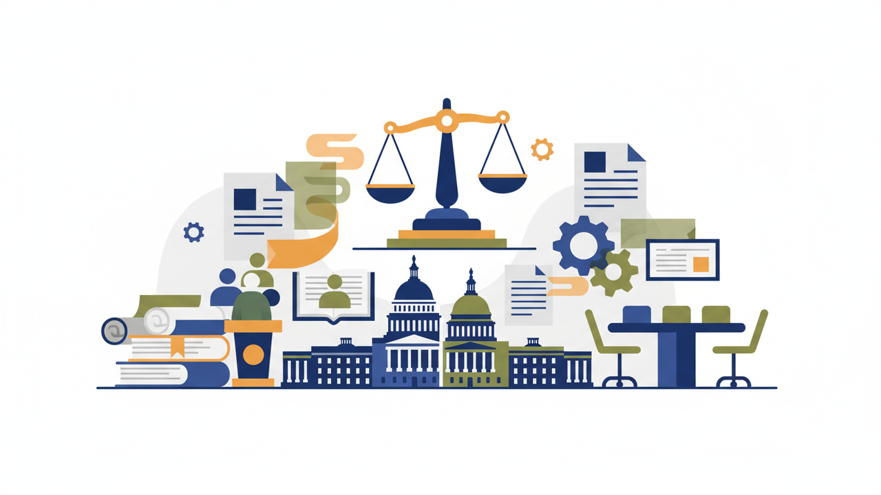 Calm abstract legal illustration related to 2011 05 aba tackles dc public charter school discipline policies.