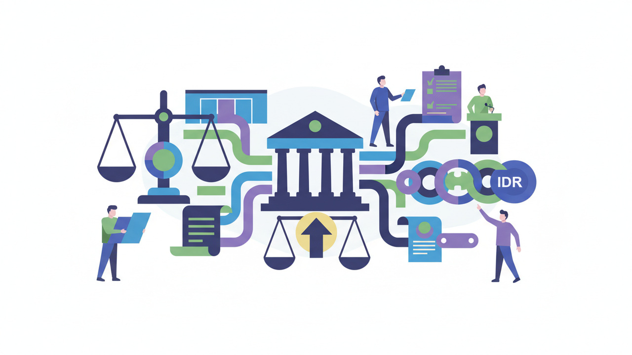 Calm abstract legal illustration related to 2011 05 new attorneys facing tough job market.