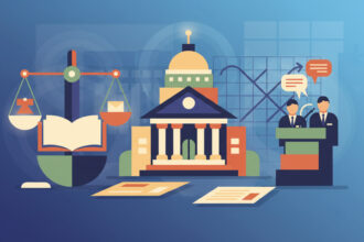Calm abstract legal illustration related to 2011 08 aba urges supreme court to reaffirm prosecutors ethical disclosure obligations.