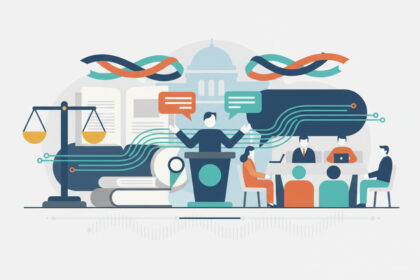 Calm abstract legal illustration related to 2011 10 u s attorney general holder pushes for more innovative pro bono legal services.