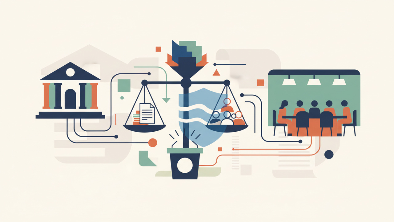 Calm abstract legal illustration related to 2012 08 former lexisnexis gc to corporate lawyers we should be doing the right thing.