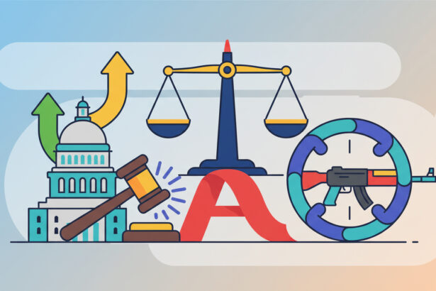 Calm abstract legal illustration related to 2013 01 aba endorses assault weapons regulatory act of 2013.