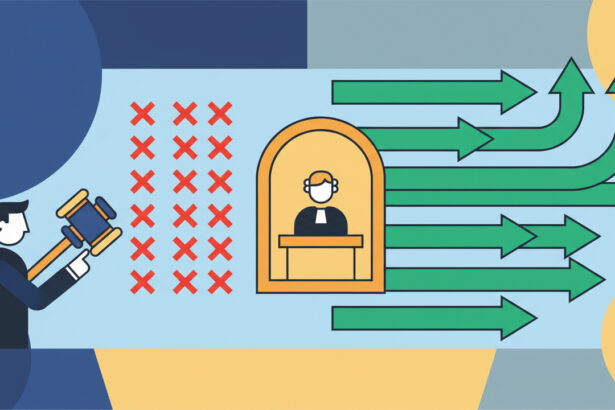 Calm abstract legal illustration related to 2013 01 judge 12 ways to lose trials and how to avoid them.