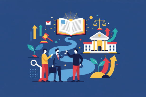 Calm abstract legal illustration related to 2013 02 aba president shares insight on leadership and entrepreneurship.