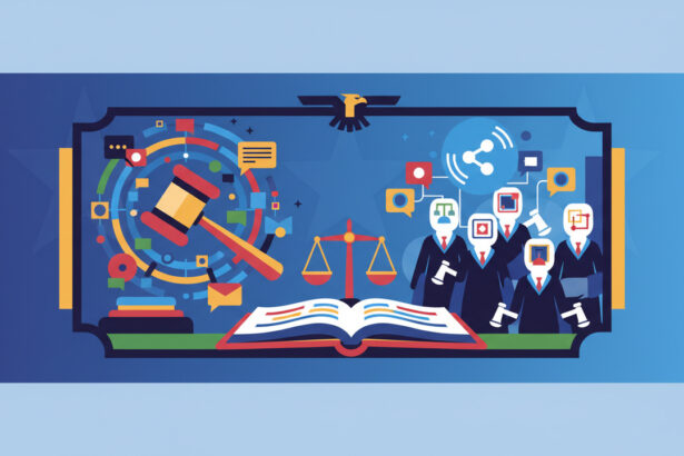Calm abstract legal illustration related to 2013 02 judges who use social networking should heed conduct code aba ethics opinion states.