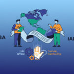 Calm abstract legal illustration related to 2013 06 aba iaba sign mou on human trafficking rule of law in the americas.