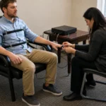 Polygraph sensors and recording equipment arranged for a professional examination
