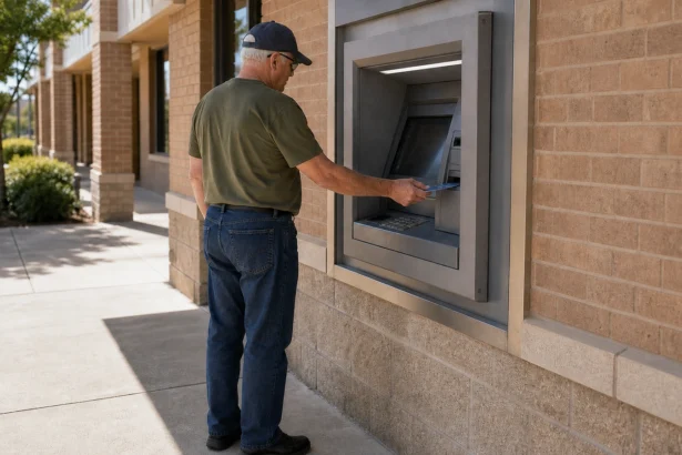 Retired service member reviewing blank retirement papers with a partner