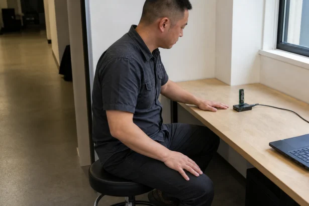 Organized discovery files and a judge's blank order on a conference table